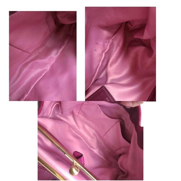 COACH Ergo Pleated Leather Kisslock Satchel hot pink/maroon - Picture 11 of 13